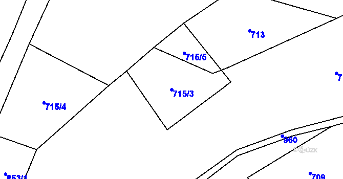 Parcela st. 715/3 v KÚ Kocbeře, Katastrální mapa