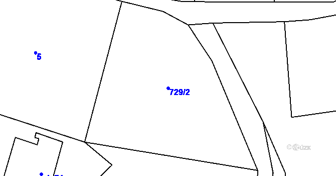 Parcela st. 729/2 v KÚ Kocbeře, Katastrální mapa