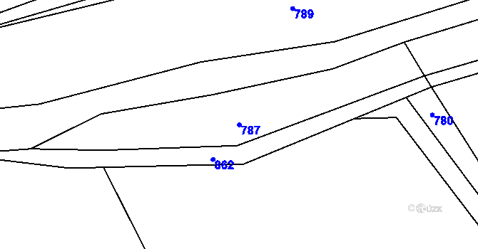 Parcela st. 787 v KÚ Kocbeře, Katastrální mapa
