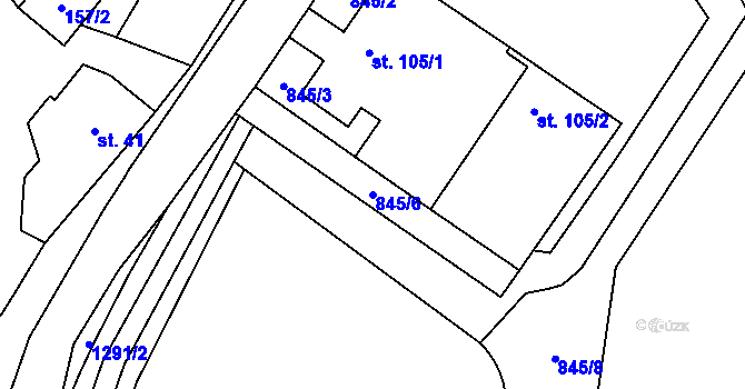 Parcela st. 845/6 v KÚ Kocbeře, Katastrální mapa