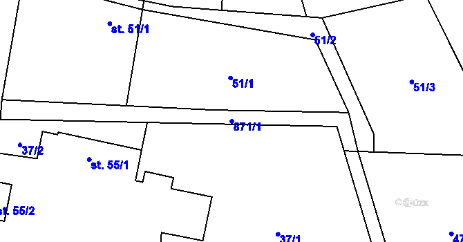 Parcela st. 871/1 v KÚ Kocbeře, Katastrální mapa