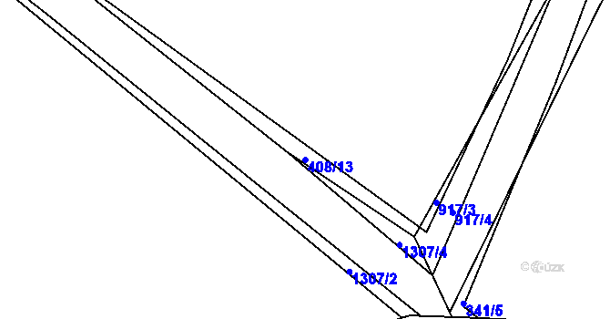 Parcela st. 408/13 v KÚ Kocbeře, Katastrální mapa