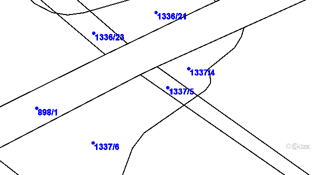 Parcela st. 1337/5 v KÚ Kocbeře, Katastrální mapa