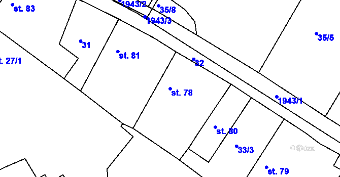 Parcela st. 78 v KÚ Kocelovice, Katastrální mapa