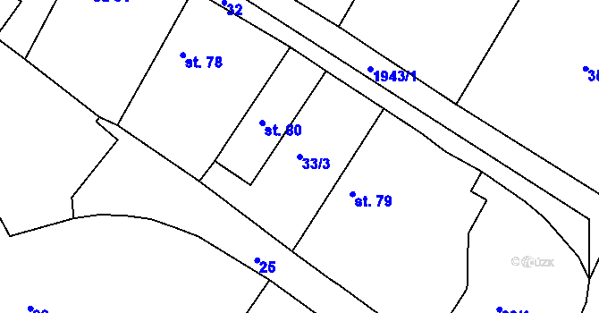 Parcela st. 33/3 v KÚ Kocelovice, Katastrální mapa