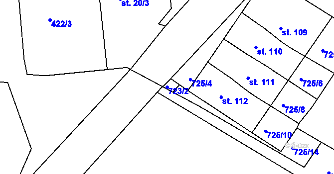 Parcela st. 723/2 v KÚ Kocelovice, Katastrální mapa