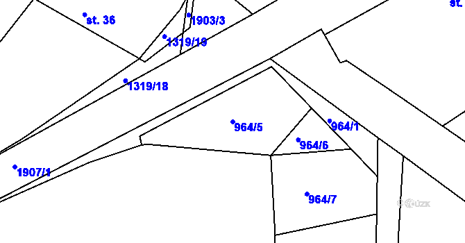 Parcela st. 964/5 v KÚ Kocelovice, Katastrální mapa