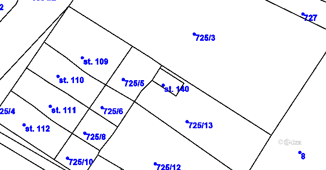 Parcela st. 140 v KÚ Kocelovice, Katastrální mapa