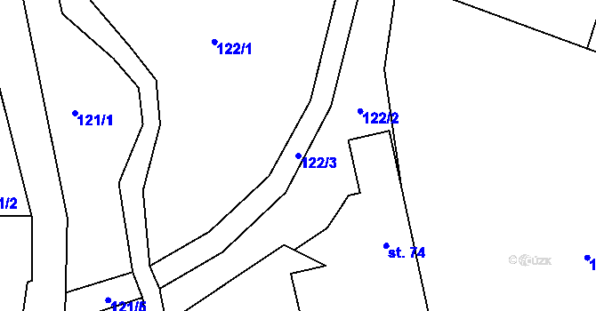 Parcela st. 122/3 v KÚ Kocelovice, Katastrální mapa