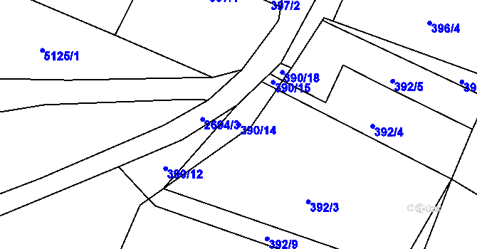Parcela st. 390/14 v KÚ Koclířov, Katastrální mapa