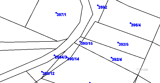 Parcela st. 390/15 v KÚ Koclířov, Katastrální mapa