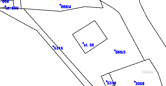 Parcela st. 56 v KÚ Koclířov, Katastrální mapa