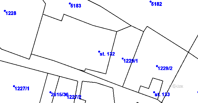 Parcela st. 132 v KÚ Koclířov, Katastrální mapa