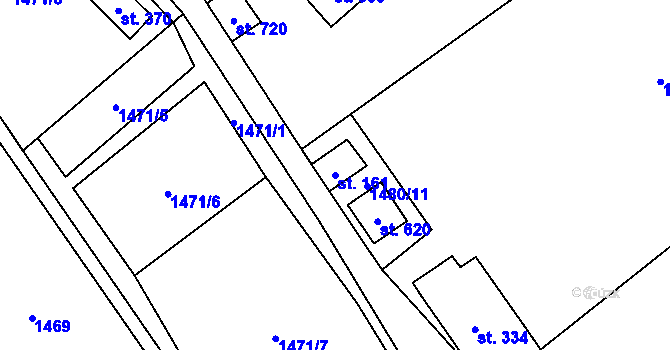 Parcela st. 161 v KÚ Koclířov, Katastrální mapa