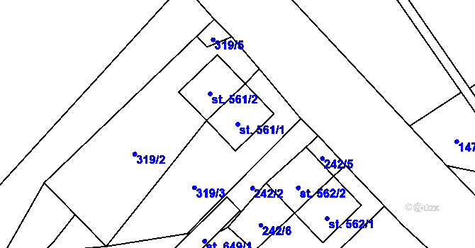 Parcela st. 561/1 v KÚ Koclířov, Katastrální mapa