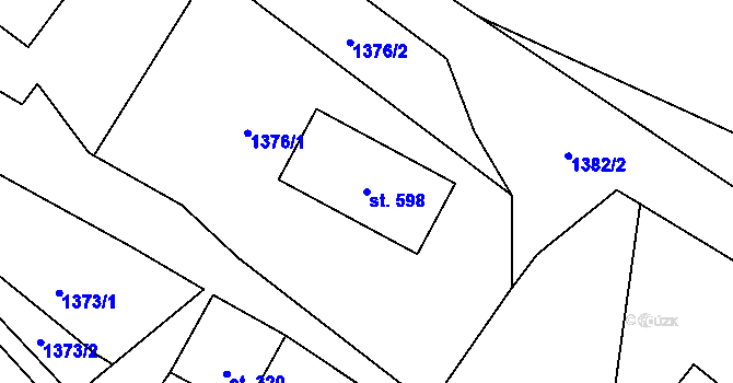Parcela st. 598 v KÚ Koclířov, Katastrální mapa
