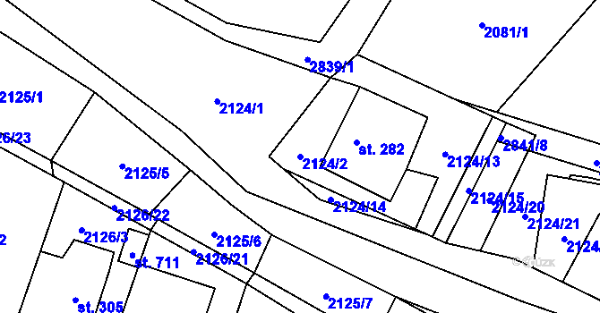 Parcela st. 2124/2 v KÚ Koclířov, Katastrální mapa