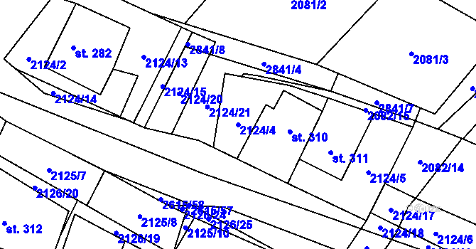 Parcela st. 2124/4 v KÚ Koclířov, Katastrální mapa
