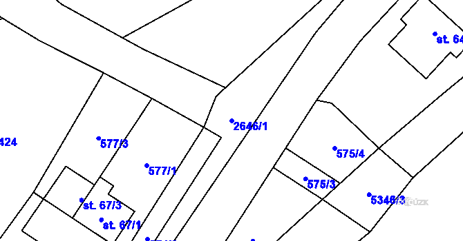 Parcela st. 2646/1 v KÚ Koclířov, Katastrální mapa