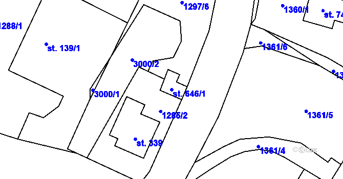 Parcela st. 646/1 v KÚ Koclířov, Katastrální mapa