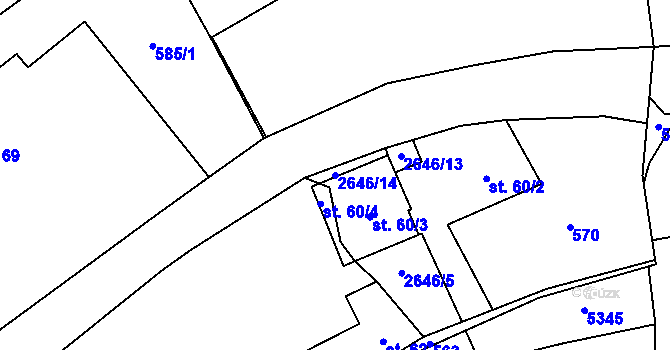 Parcela st. 2646/14 v KÚ Koclířov, Katastrální mapa