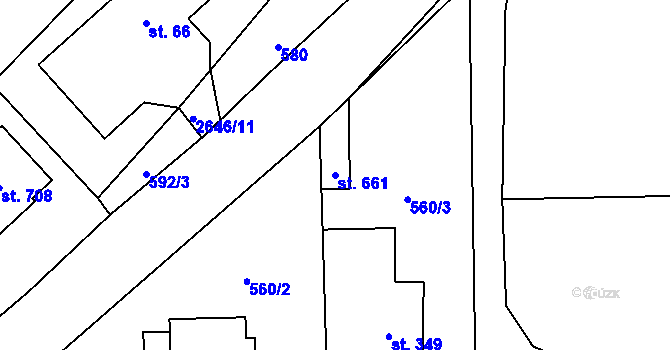 Parcela st. 661 v KÚ Koclířov, Katastrální mapa