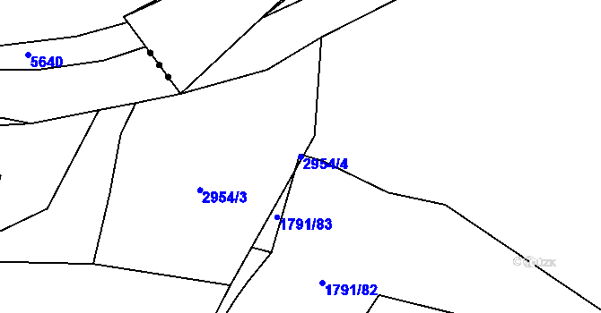 Parcela st. 2954/4 v KÚ Koclířov, Katastrální mapa