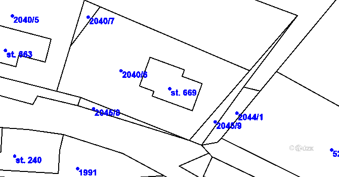 Parcela st. 669 v KÚ Koclířov, Katastrální mapa