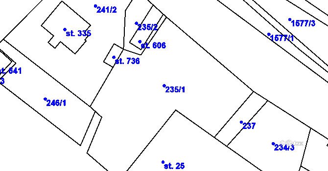 Parcela st. 235/1 v KÚ Koclířov, Katastrální mapa