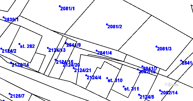 Parcela st. 2841/4 v KÚ Koclířov, Katastrální mapa