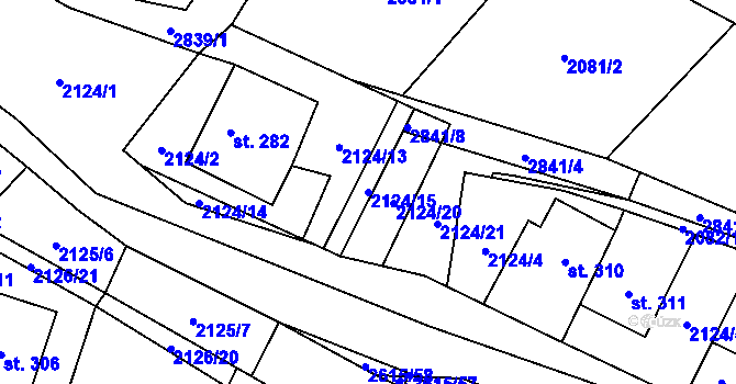 Parcela st. 2124/15 v KÚ Koclířov, Katastrální mapa