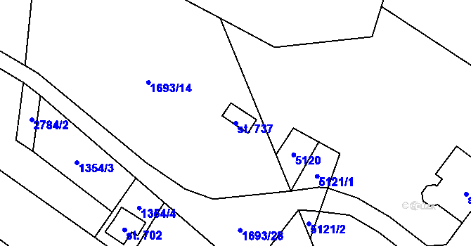 Parcela st. 737 v KÚ Koclířov, Katastrální mapa