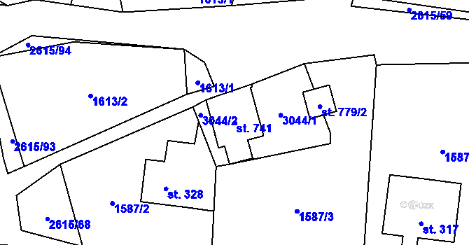 Parcela st. 741 v KÚ Koclířov, Katastrální mapa