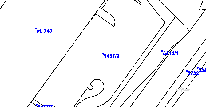 Parcela st. 5437/2 v KÚ Koclířov, Katastrální mapa