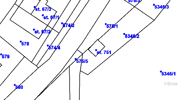 Parcela st. 751 v KÚ Koclířov, Katastrální mapa