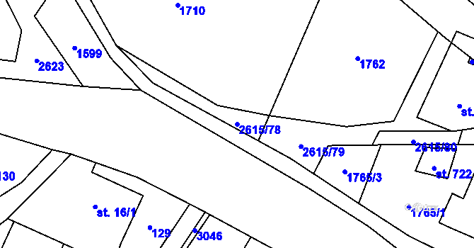 Parcela st. 2615/78 v KÚ Koclířov, Katastrální mapa