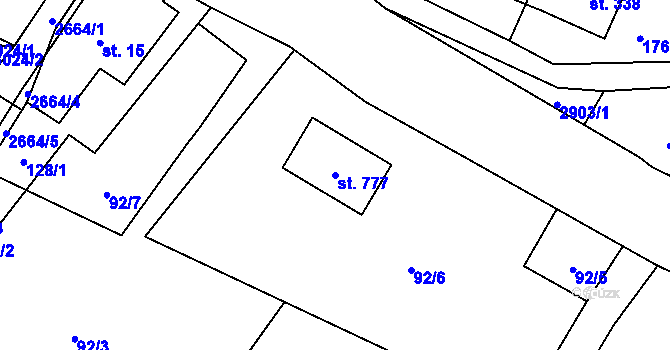 Parcela st. 777 v KÚ Koclířov, Katastrální mapa