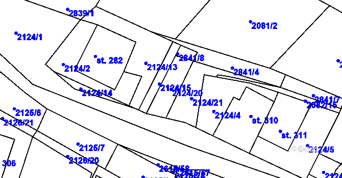 Parcela st. 2124/20 v KÚ Koclířov, Katastrální mapa