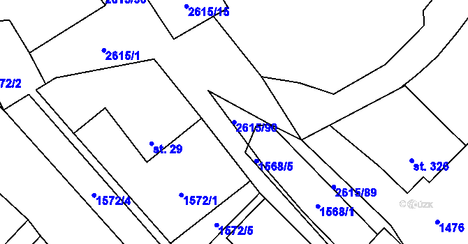 Parcela st. 2615/90 v KÚ Koclířov, Katastrální mapa