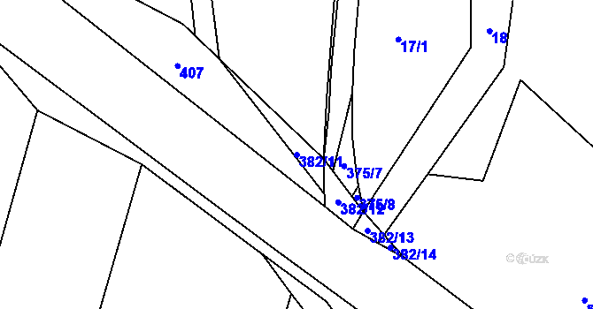Parcela st. 382/11 v KÚ Bystré u Klatov, Katastrální mapa