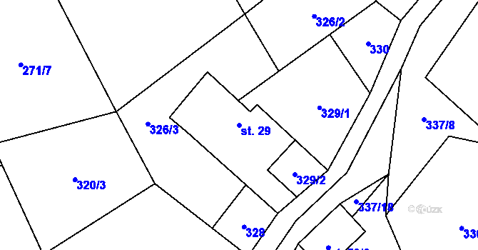Parcela st. 29 v KÚ Kocourov, Katastrální mapa