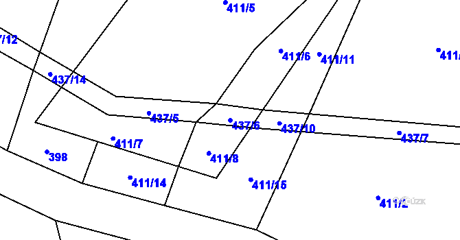Parcela st. 437/6 v KÚ Kocourov, Katastrální mapa