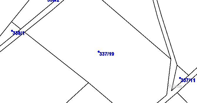 Parcela st. 337/19 v KÚ Kocourov, Katastrální mapa