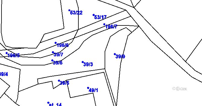 Parcela st. 39/3 v KÚ Lhůta u Klatov, Katastrální mapa