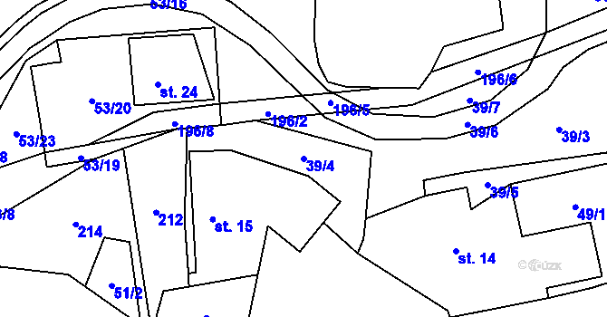 Parcela st. 39/4 v KÚ Lhůta u Klatov, Katastrální mapa