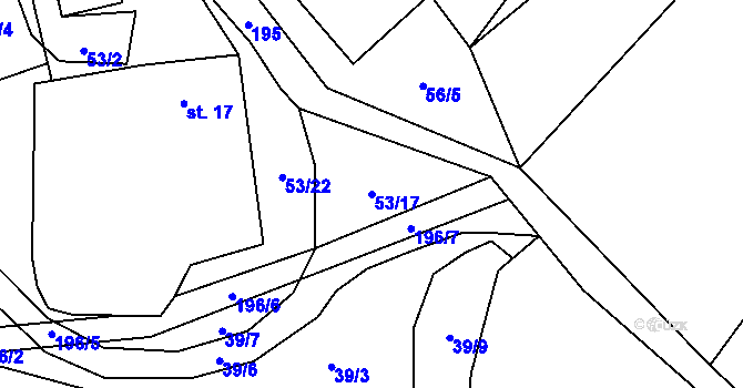 Parcela st. 53/17 v KÚ Lhůta u Klatov, Katastrální mapa