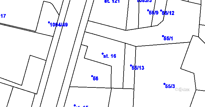 Parcela st. 16 v KÚ Kočí, Katastrální mapa