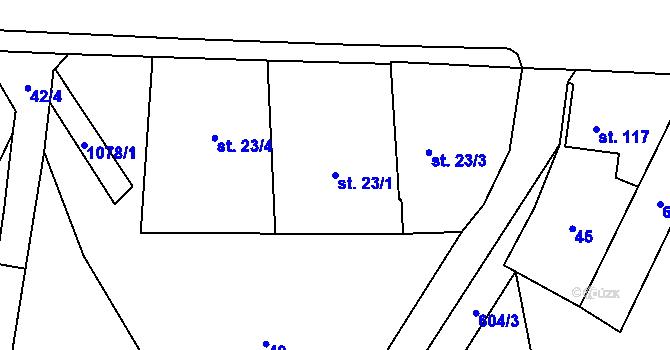 Parcela st. 23/1 v KÚ Kočí, Katastrální mapa