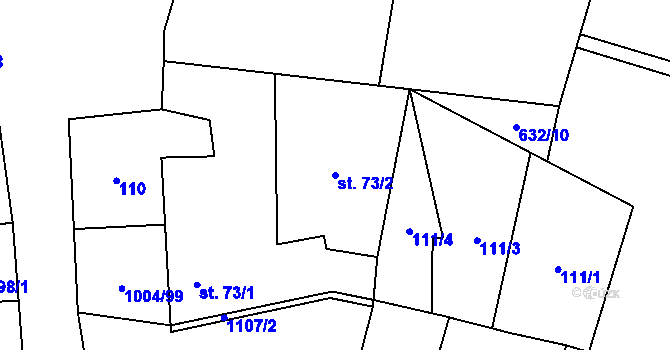 Parcela st. 73/2 v KÚ Kočí, Katastrální mapa