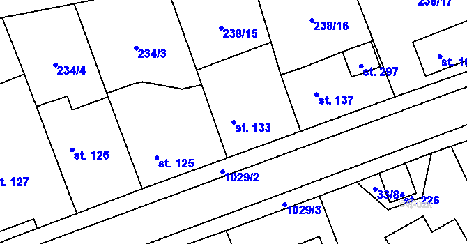 Parcela st. 133 v KÚ Kočí, Katastrální mapa